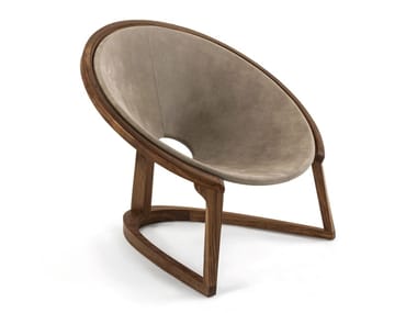 YIN&YANG LOUNGE CHAIR - Leather easy chair with walnut solid wood structure (Request Info).