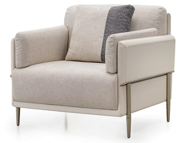 ZERO - Fabric and leather armchair with armrests by Turri