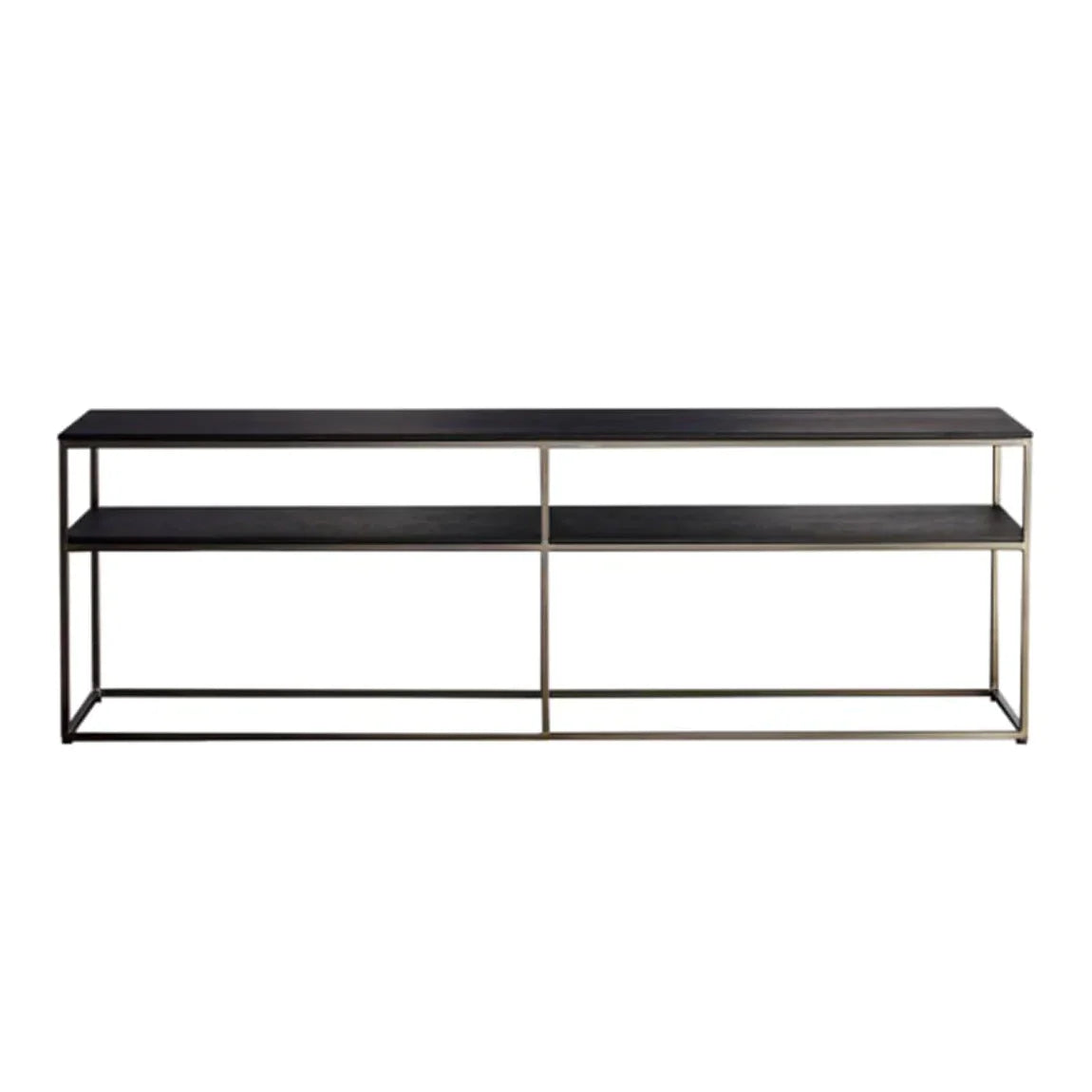HARDY - Rectangular console table with shelving (Shelves - Wood)