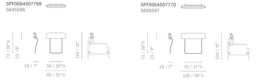 [Optional] GET BACK - Sectional leather and fabric sofa - Headrest