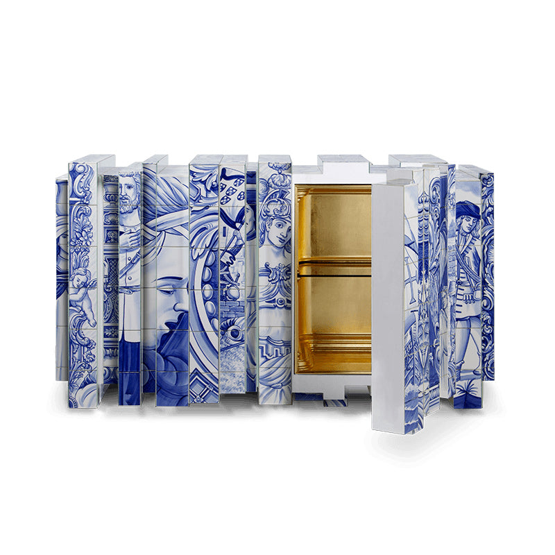 HERITAGE - Ceramic materials sideboard with doors.
