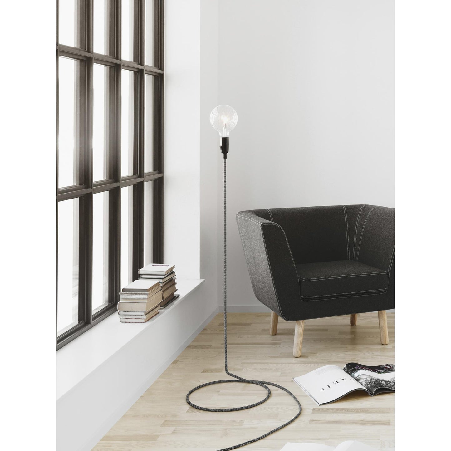 Design House Stockholm Cord Floor Lamp Without Bulb Black