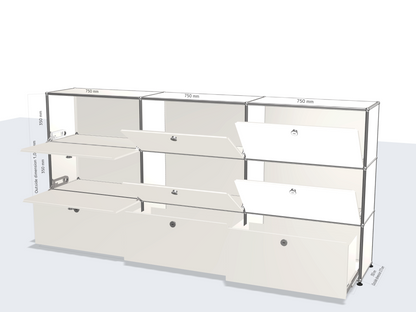 3x3 Module High Board (Top 6 Drop-Down Doors & Bottom 3 Drawers) [W(750+750+750)XD350XH(350+350+350)]