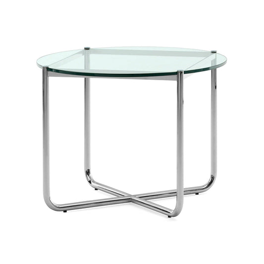 MR - Round glass and steel coffee table.
