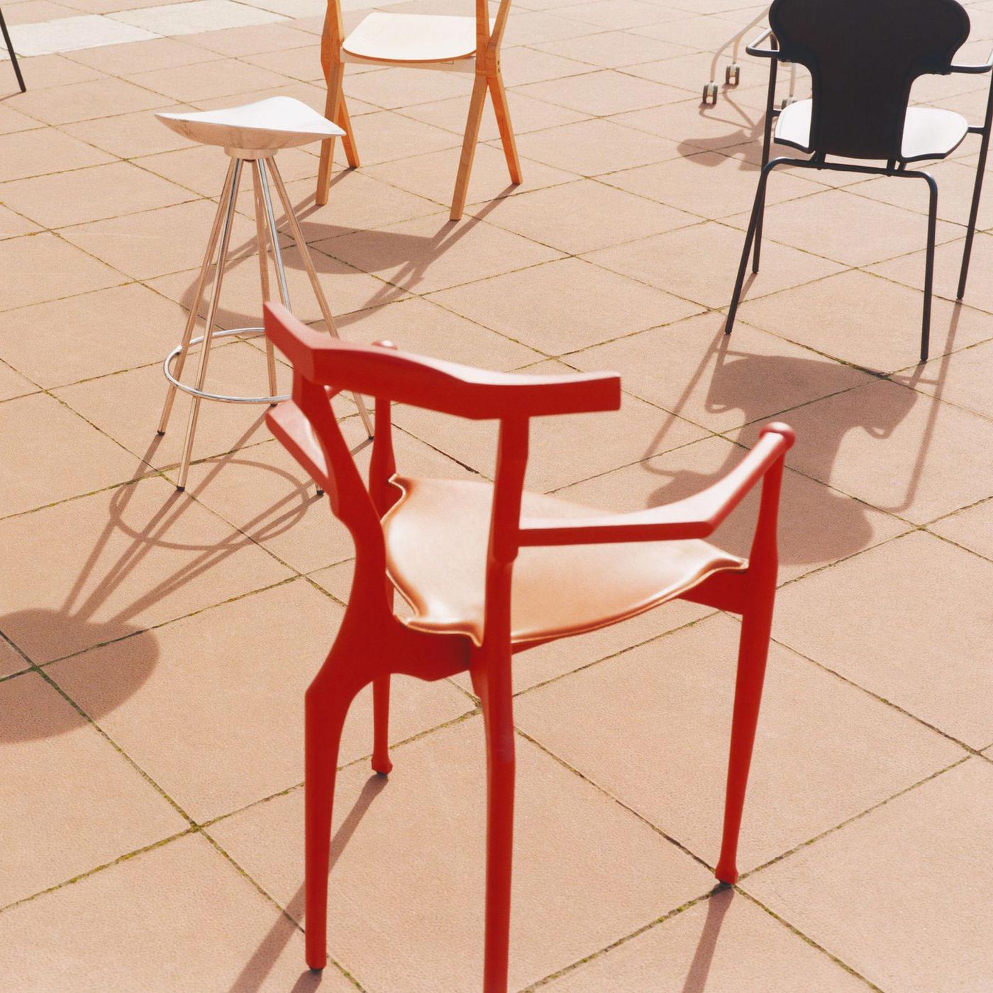 Stackable Ash Chair With Armrests Gaulino by Bd Barcelona Design #Coral Red