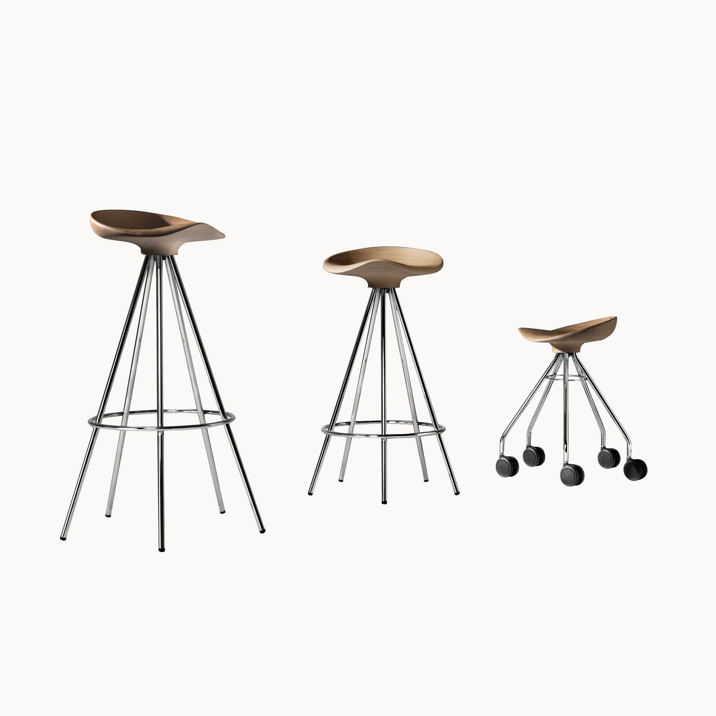 Counter Stool With Footrest Jamaica by Bd Barcelona Design #CHROMED STEEL / Beech seat