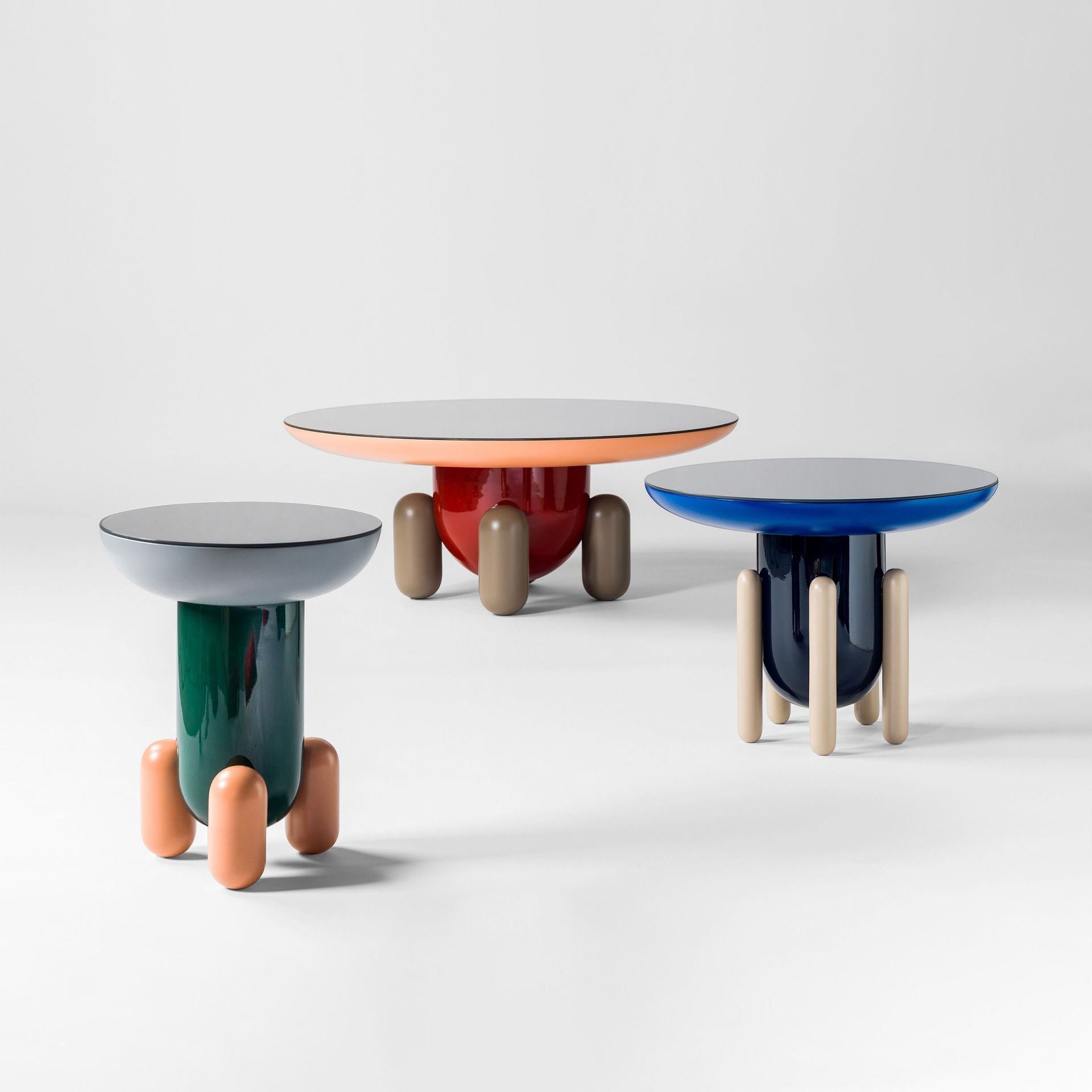 EXPLORER - Round glass-fibre coffee table by BD Barcelona DesignRound Glass-Fibre Coffee Table Explorer 3 by Bd Barcelona Design #Multicolor Red - V1
