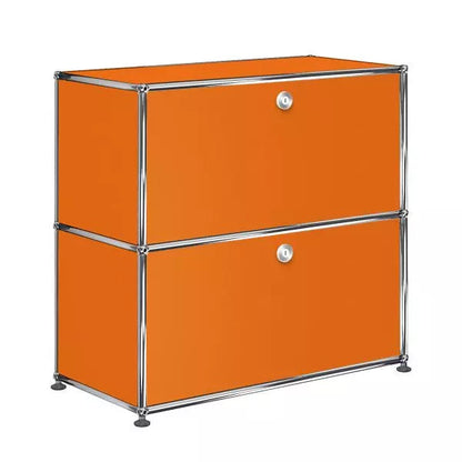 1x2 Modular Metal Sideboard with 2 doors [W750XD350XH(350+350)] by Usm #Pure Orange [RAL 2004]