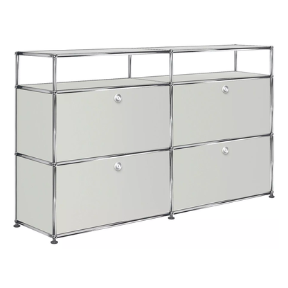 2x3 Modular Metal Highboard with 4 bottom doors & 1-1 Pannels [W(750+750)XD350XH(350+350+175)] by Usm #Light Gray [RAL 7035]