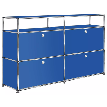 2x3 Modular Metal Highboard with 4 bottom doors & 1-1 Pannels [W(750+750)XD350XH(350+350+175)] by Usm #Gentian Blue [RAL 5010]