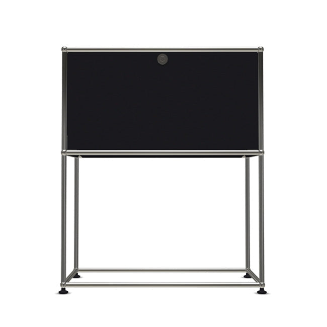 1x2 Modular Metal Sideboard with 1 top door & 0 pannel [W750XD350XH(500+395)] by Usm #Graphite Black [RAL 9011]