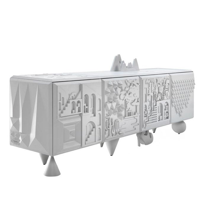 MDF Cabinet/sideboard with doors TOUT VA BIEN 4A by Bd Barcelona Design #Greyshi White