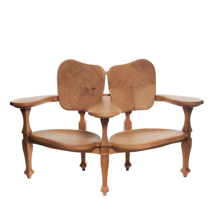 Solid Wood Bench With Back Batlló by Bd Barcelona Design
