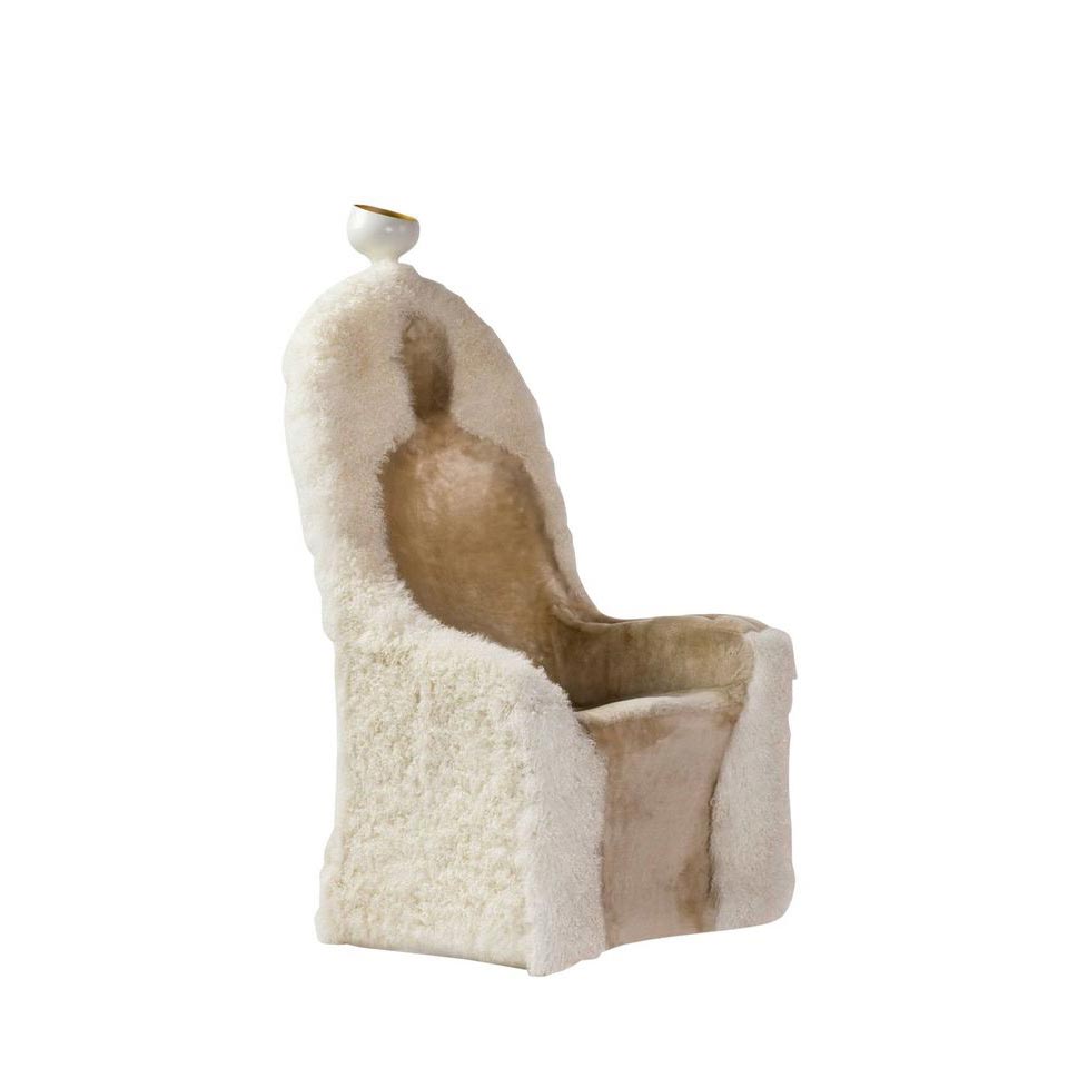 High-Back Fur Armchair With Armrests Invisible Personage by Bd Barcelona Design