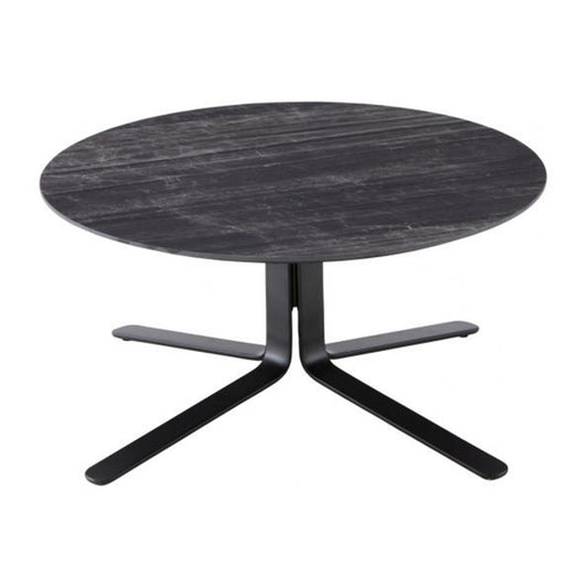MOA - Low round porcelain stoneware coffee table with 4-star base.