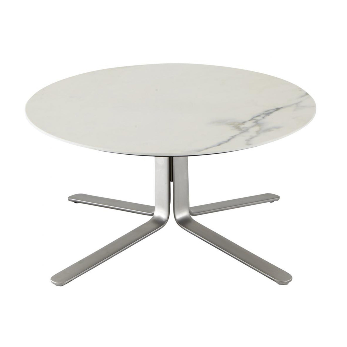 MOA - Low round porcelain stoneware coffee table with 4-star base.