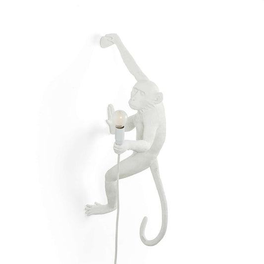 LED Resin Indoor/Outdoor Wall Lamp Monkey Lamp Hanging Right by Seletti #White