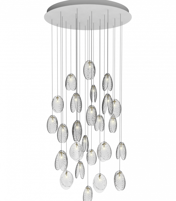 MUSSELS ROUND 26 - LED crystal pendant lamp (Request Info).
