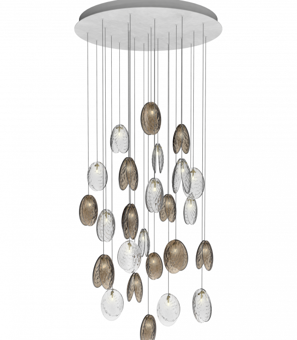 MUSSELS ROUND 26 - LED crystal pendant lamp (Request Info).