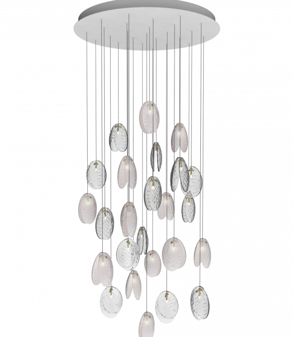 MUSSELS ROUND 26 - LED crystal pendant lamp (Request Info).