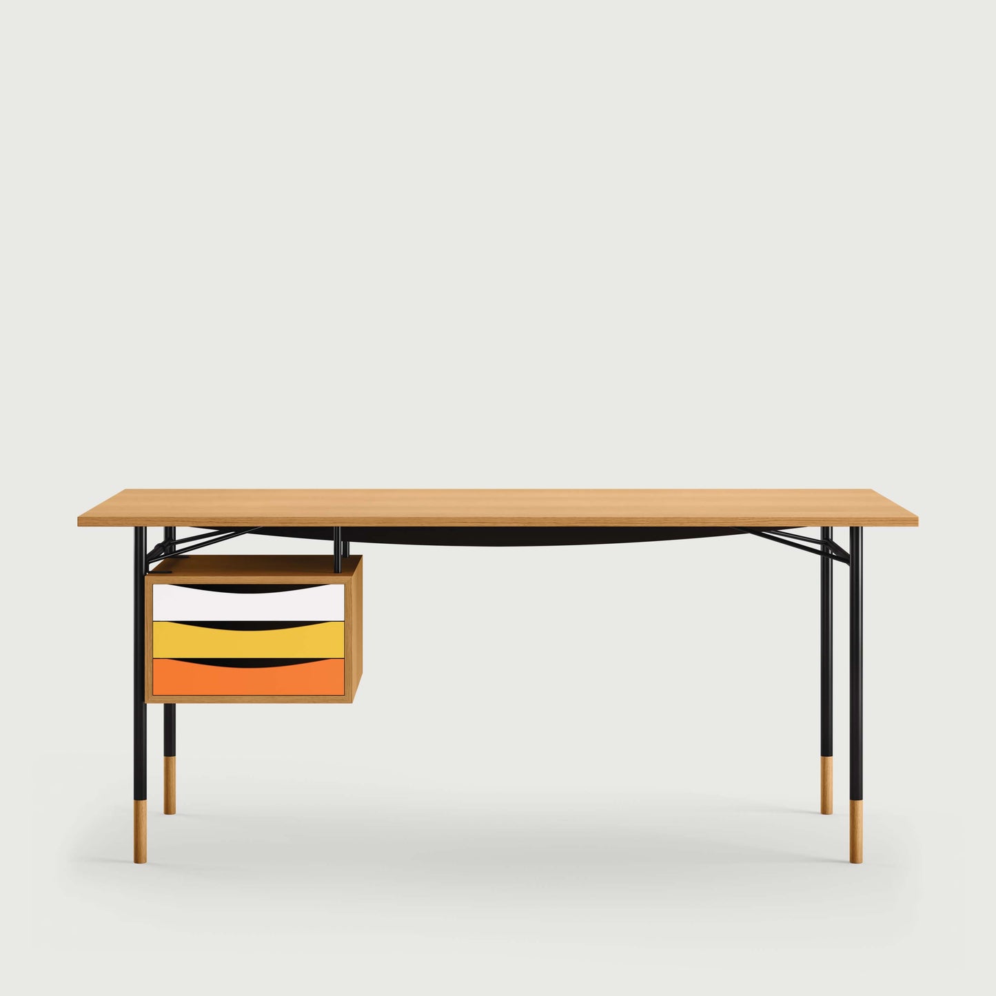 THE NYHAVN DESK W/ TRAY UNIT by House of Finn Juhl #Oak Dark Oil/Black / Warm Colours