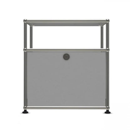 1x2 Modular Metal Sideboard with 1 bottom doors & 1 pannel [W500XD350XH(350+175)] by Usm #USM Matte Silver