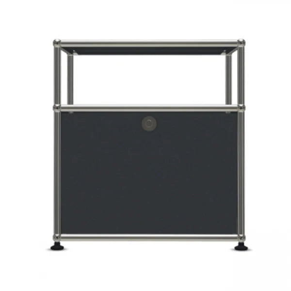 1x2 Modular Metal Sideboard with 1 bottom doors & 1 pannel [W500XD350XH(350+175)] by Usm #Anthracite [RAL 7016]
