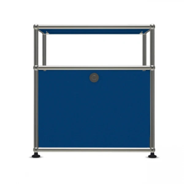 1x2 Modular Metal Sideboard with 1 bottom doors & 1 pannel [W500XD350XH(350+175)] by Usm #Gentian Blue [RAL 5010]