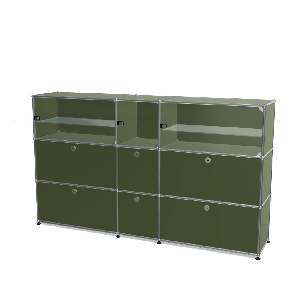 3x3 Module High Board (Lower 6 Doors & Upper 3 Glass Doors) [W(750+350+750)XD350XH(350+350+350)]