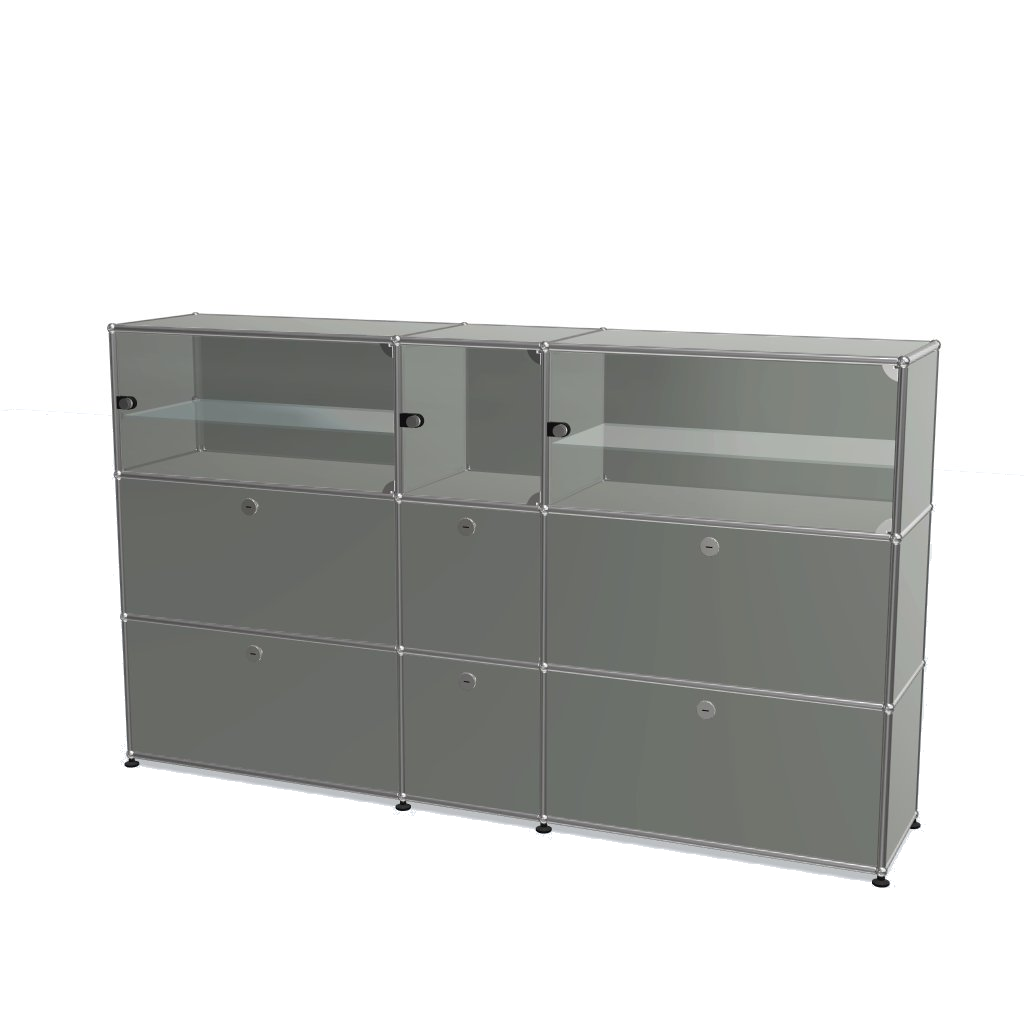 3x3 Module High Board (Lower 6 Doors & Upper 3 Glass Doors) [W(750+350+750)XD350XH(350+350+350)]