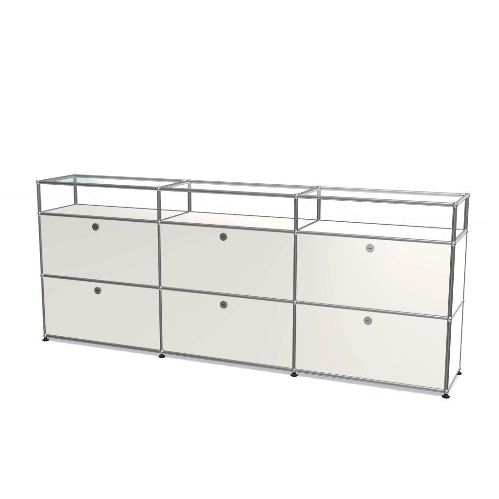 3x3 Modular Sideboard (Lower 6 Doors & 1-1-1 Glass Panel) [W(750+750+750)XD350XH(350+350+175)]