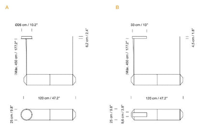 Tekiò Horizontal - LED dimmable japanese paper pendant lamp.