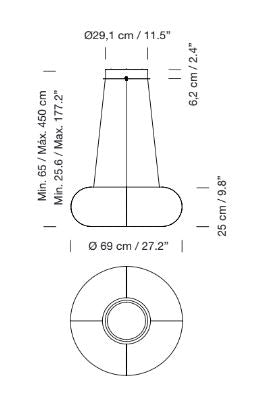 Tekiò Circular - LED dimmable japanese paper pendant lamp.