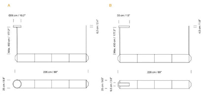 Tekiò Horizontal - LED dimmable japanese paper pendant lamp.