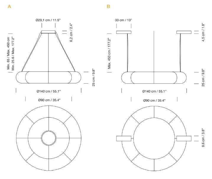 Tekiò Circular - LED dimmable japanese paper pendant lamp.