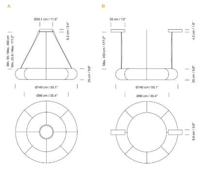 Tekiò Circular - LED dimmable japanese paper pendant lamp.