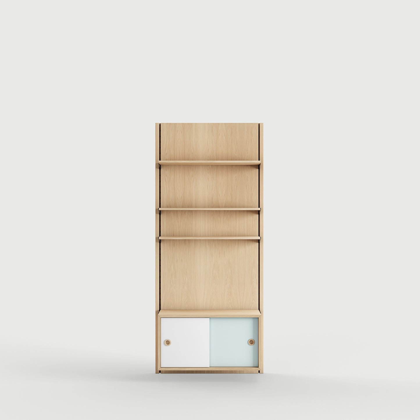 Panel System 1A - Oak Clear Oil / White / Light Blue