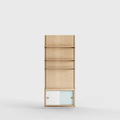 Panel System 1A - Oak Clear Oil / White / Light Blue