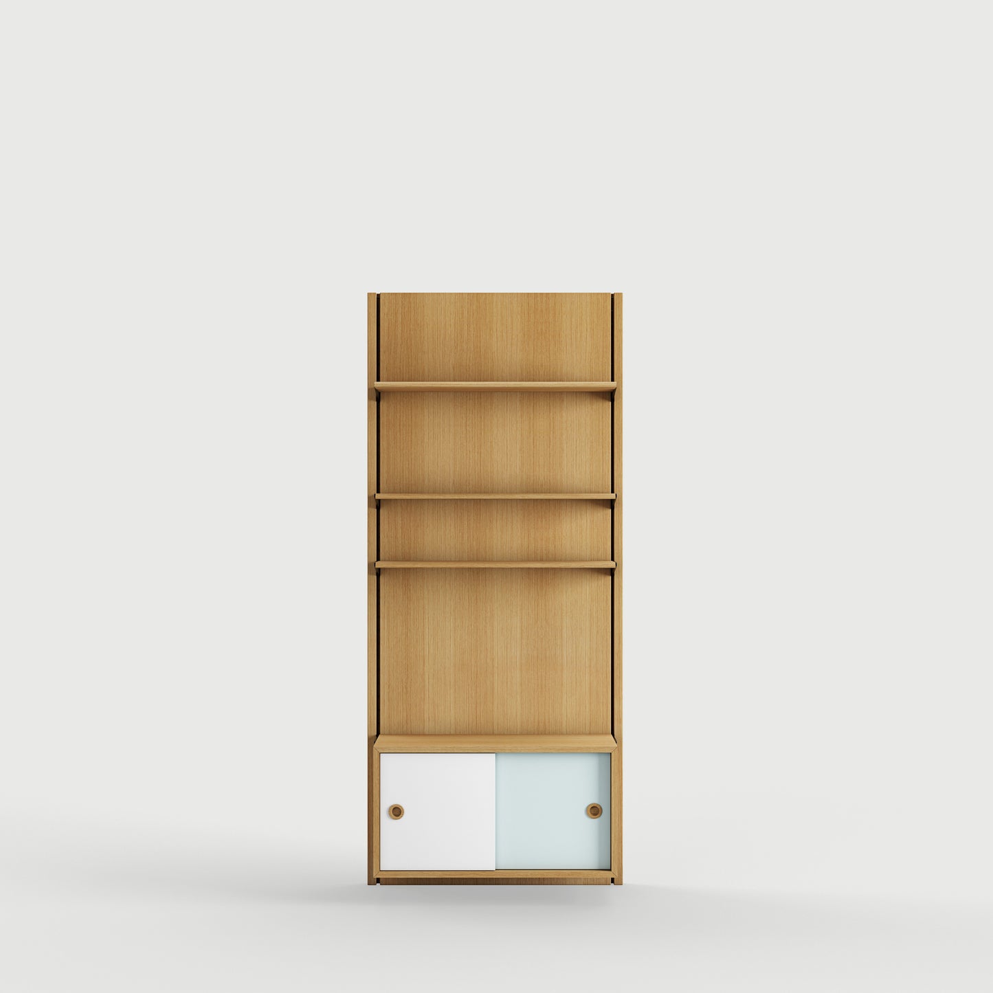 Panel System 1A - Oak Dark Oil / White / Light Blue