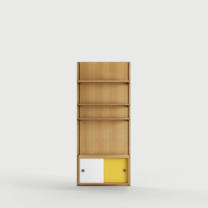 Panel System 1A - Oak Dark Oil / White / Yellow