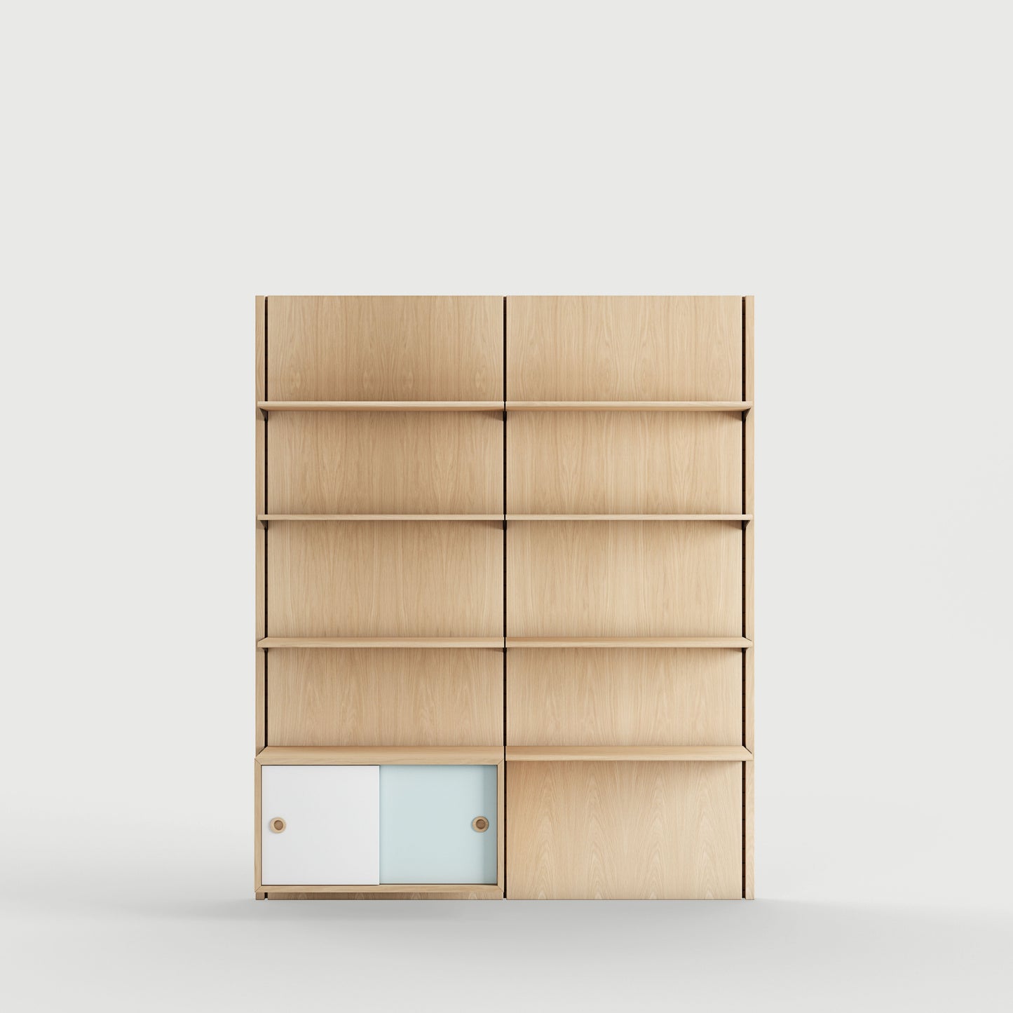 Panel System 2A - Oak Clear Oil / White / Light Blue