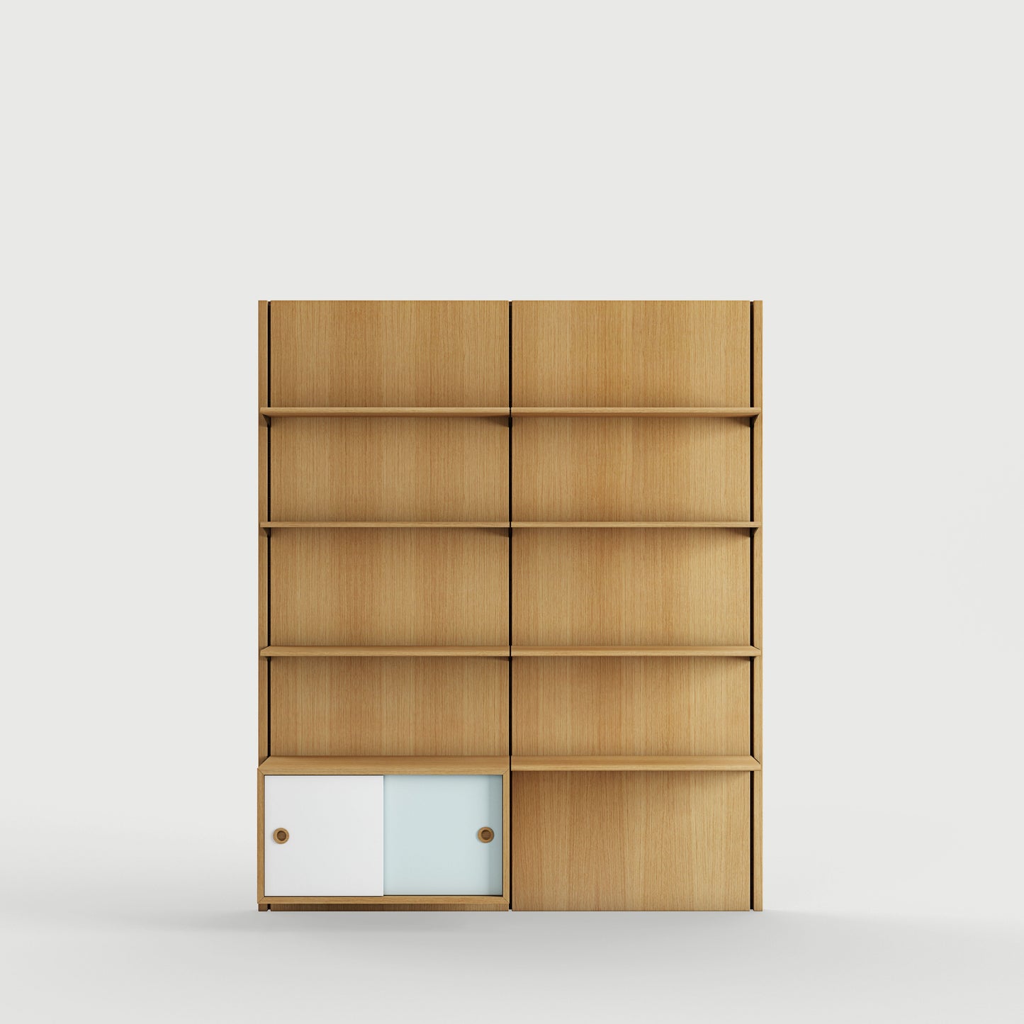 Panel System 2A - Oak Dark Oil / White / Light Blue