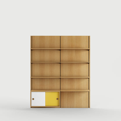 Panel System 2A - Oak Dark Oil / White / Yellow