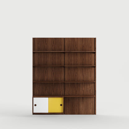 Panel System 2A - Walnut / White / Yellow