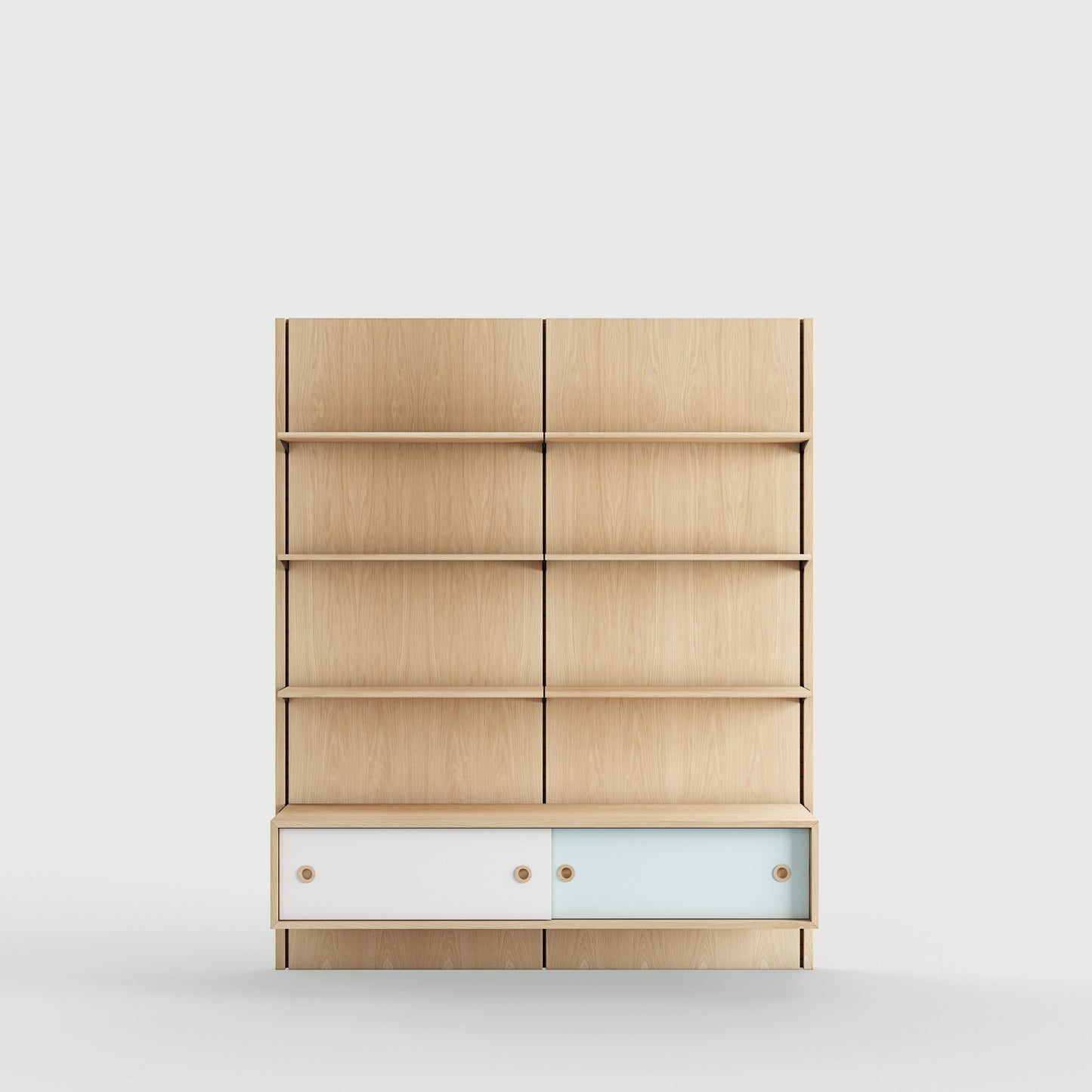 Panel System 2B - Oak Clear Oil / White / Light Blue