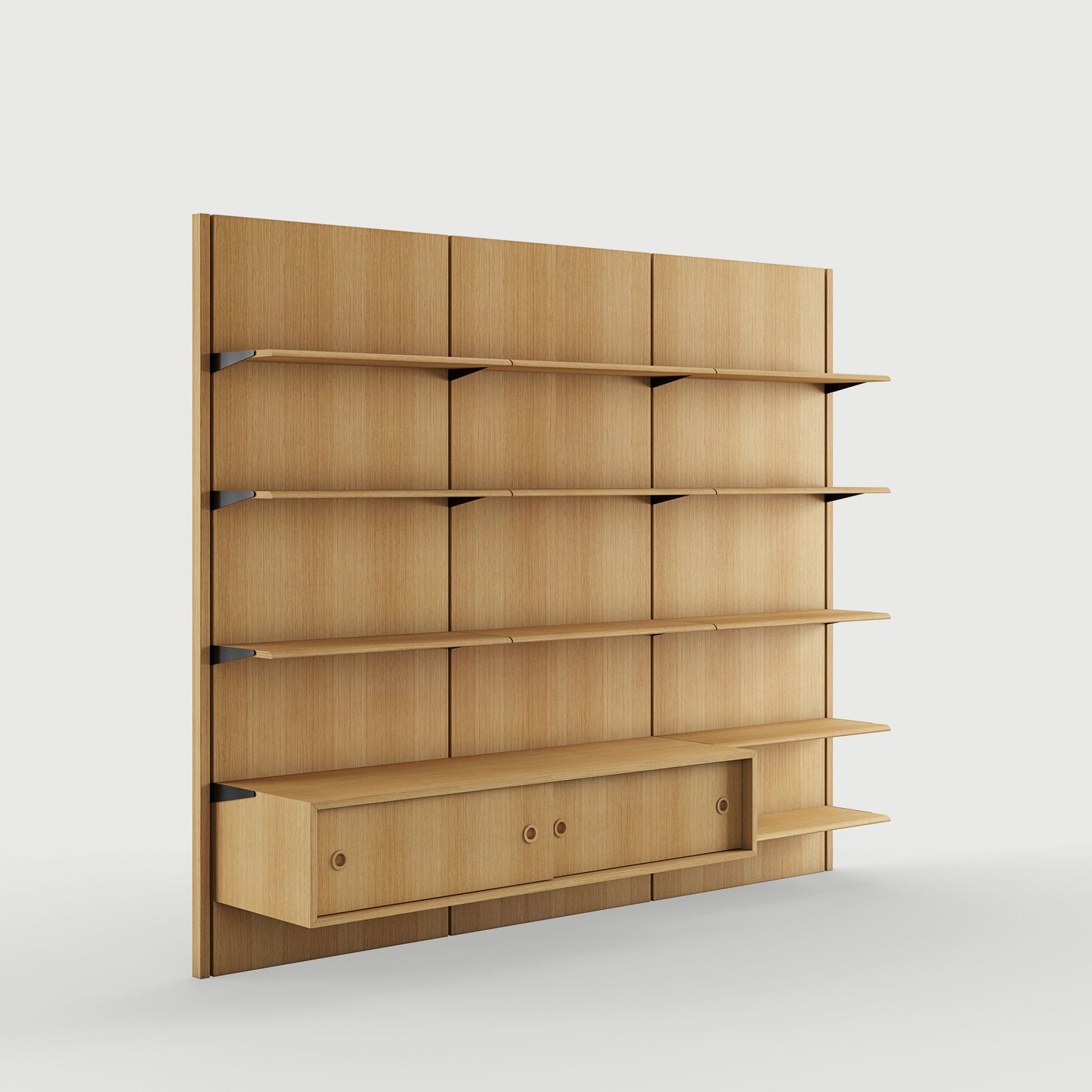 THE PANEL SYSTEM (3B - 3 panels w. 11 shelves and 1 large cupboard)