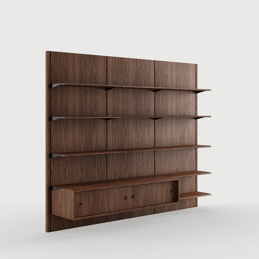 THE PANEL SYSTEM (3B - 3 panels w. 11 shelves and 1 large cupboard)