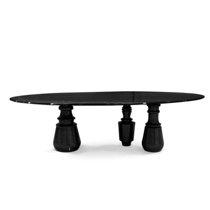 PIETRA OVAL XL - Oval Nero Marquina marble dining table.