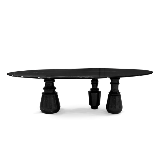 PIETRA OVAL XL - Oval Nero Marquina marble dining table.