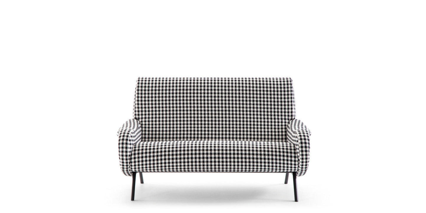 Lady - 2-seater fabric sofa with steel base.